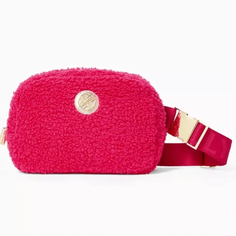 Lilly Pulitzer Jeanie Sherpa Belt Bag in Raspberry Rouge